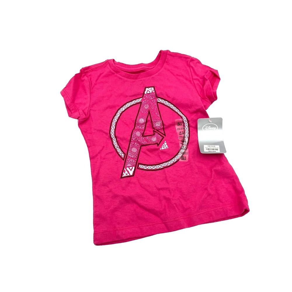 Disney Store Marvel Avengers Pink Girls T-Shirt Size S (5/6)‎ New